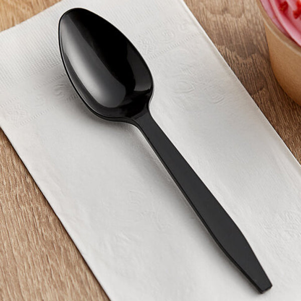 Heavy Duty PS Black Teaspoon 100 Pcs/Bag, 10Bag/Case