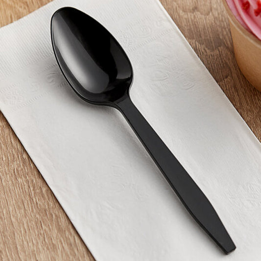 Heavy Duty PS Black Teaspoon 100 Pcs/Bag, 10Bag/Case