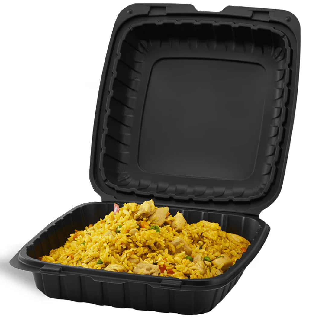 PP Mineral Filled Hinged Black Containers