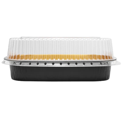 Black and Gold Foil Oblong Pan with Dome Lids 48 oz 50 Combo/Case