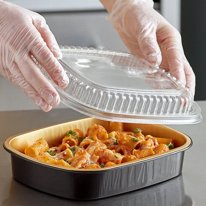 Black and Gold Foil Oblong Pan with Dome Lids 65 oz - 50 Combo/Case