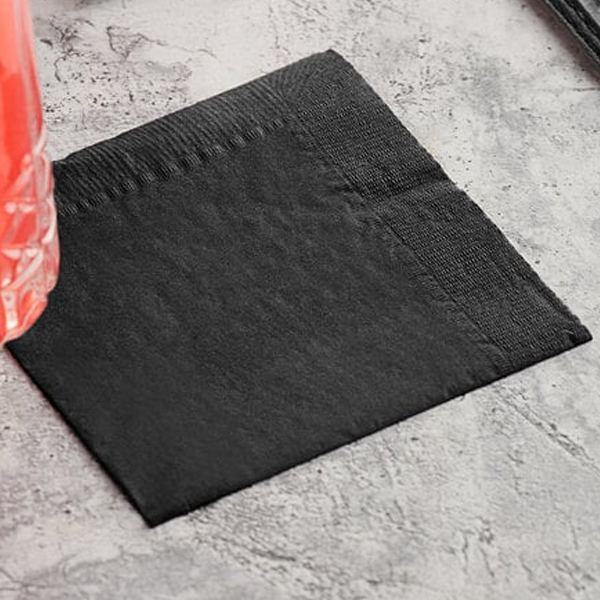 Black Beverage napkin 2-PLY 9.5"x9.5"  250 Pcs/Bag - 4 Bag/Case