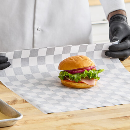 Black Checker Deli Sandwich Wrap Paper 12" x 12" 1000 Pcs/Box - 5 Box/Case