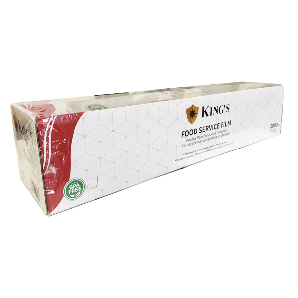 King's Foodservice Cling Film 10 mic 18"X2000 ft 1 Roll/Box, Cutter Box