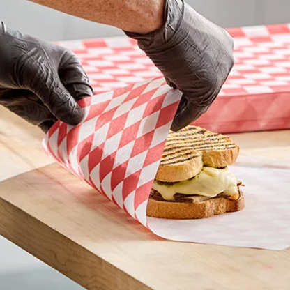 Red Checker Deli Sandwich Wrap Paper 12" x 12" 1000 Pcs/Box - 5 Box/Case