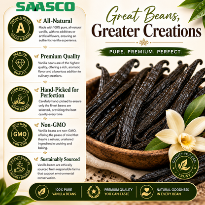 8.1 oz. Tahitian Vanilla Beans - Premium Grade A Whole Vanilla Pods