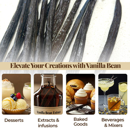 8.1 oz. Tahitian Vanilla Beans - Premium Grade A Whole Vanilla Pods