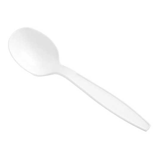 Heavy Duty PS White Soup Spoon 100 Pcs/Bag, 10 Bag/Case