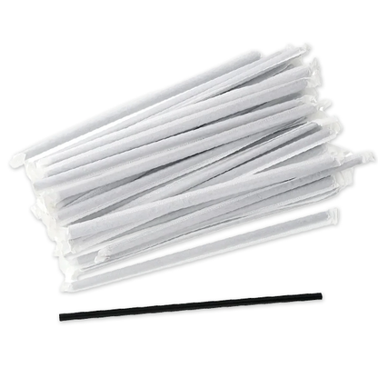 Black 7.75" Jumbo Wrapped Paper Straws 250 Pcs/Box, 20 BOX/CASE