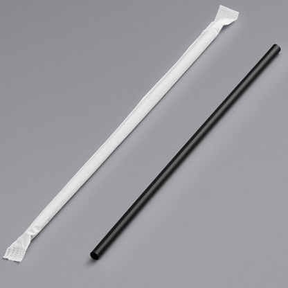 Black 7.75" Jumbo Wrapped Paper Straws 250 Pcs/Box, 20 BOX/CASE
