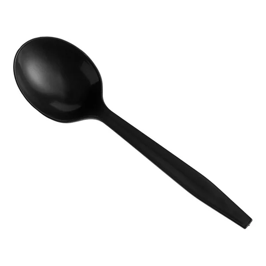 Heavy Duty PS Black Soup Spoon 100 Pcs/Bag, 10 Bag/Case