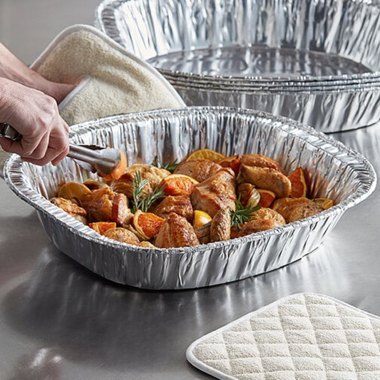 Oval Roaster Aluminum Pan Heavy 87g 100 Pcs/Case